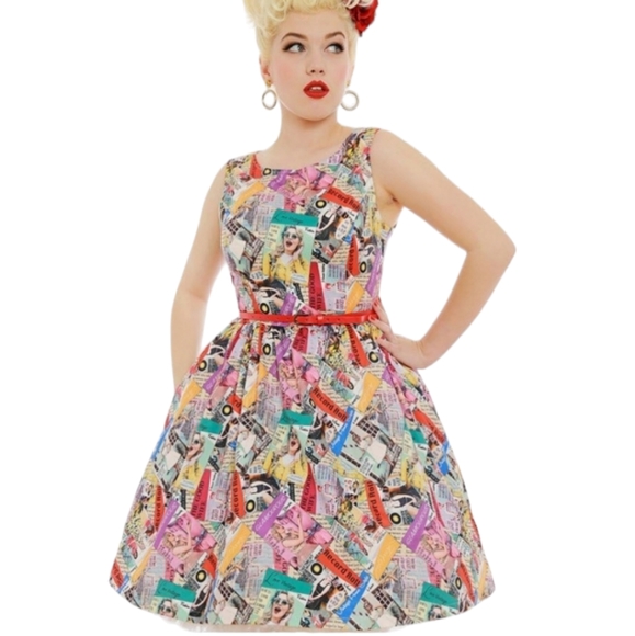 Lindy Bop Dresses & Skirts - Lindy bop vintage cut out magazine print midi dress